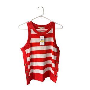 Michael Michael Kors Sea Coral/White Striped Knit Tank Top Sz Med NWT